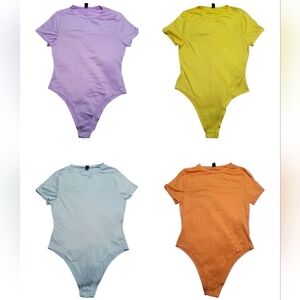 NWOT Bundle: 4 Round Neck, Solid Color,Short Sleeve, Snap Closure, Bodysuits